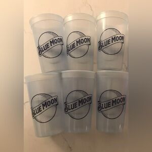 Blue Moon Beer Blue 22oz Tumbler Drinkware Cups SET OF 6 NEW
